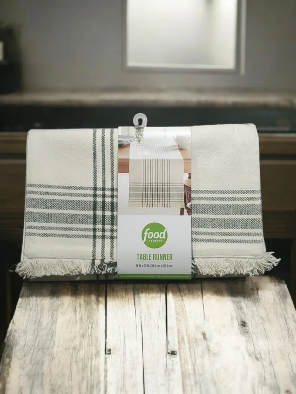 Food Network table runner 14 inches x 72 inches woven plaid runner 100% cotton
